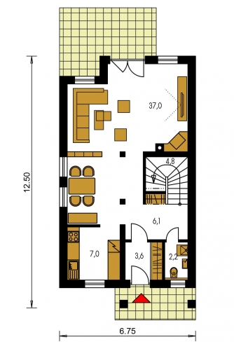 Mirror image | Floor plan of ground floor - KLASSIK 106